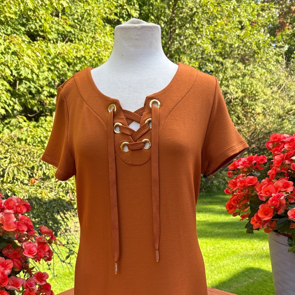 Michael Kors Rust Lace-Up Dress-NWT - Picture 2 of 13